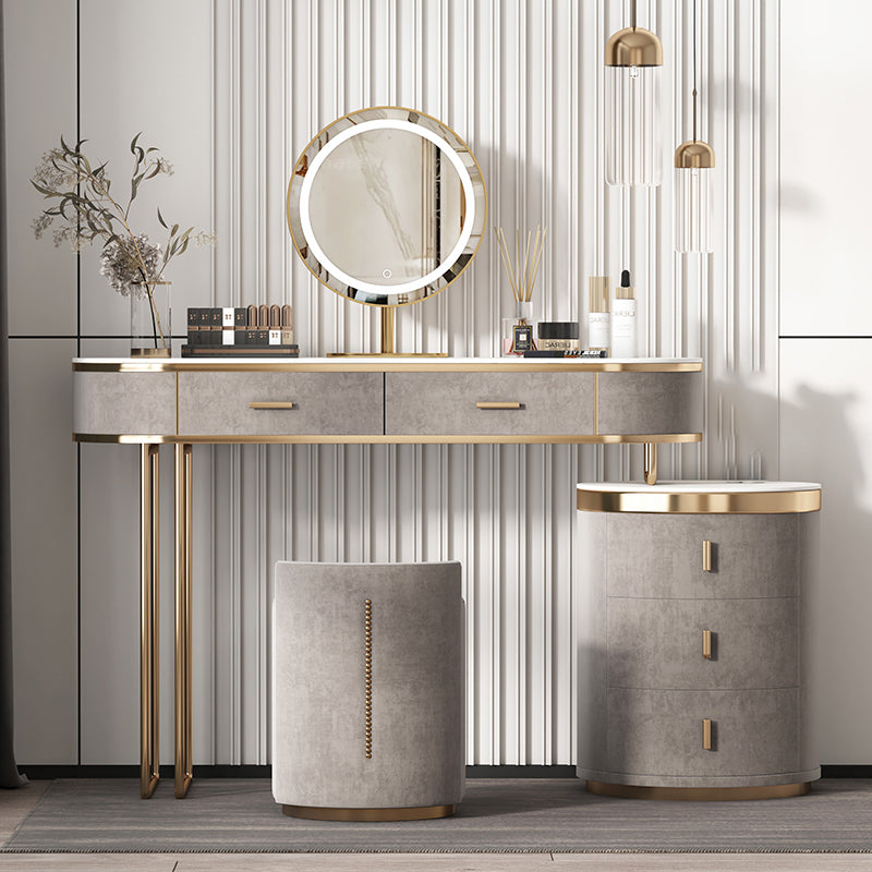 Glam Wood Vanity Dressing Table Gray Vanity Makeup Table Set with Drawer Clearhalo 'Bedroom Furniture' 'furn' 'furn_makeup_vanities' 'Furniture' 'Makeup Vanities' 'makeup_vanities' 5535620