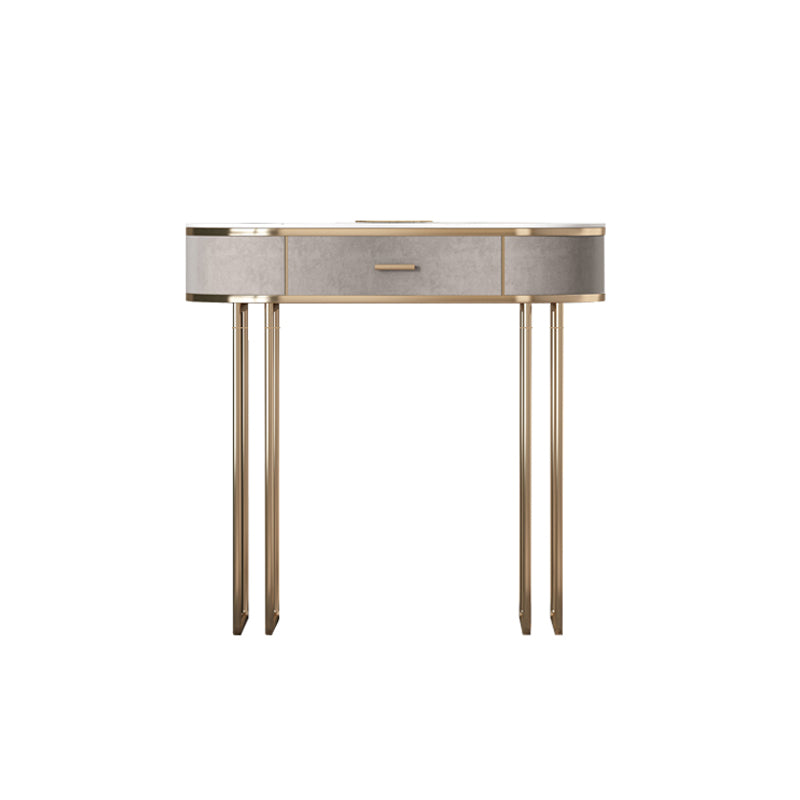 Glam Wood Vanity Dressing Table Gray Vanity Makeup Table Set with Drawer Makeup Vanity 31"L x 18"W x 30"H 1 Clearhalo 'Bedroom Furniture' 'furn' 'furn_makeup_vanities' 'Furniture' 'Makeup Vanities' 'makeup_vanities' 5535621