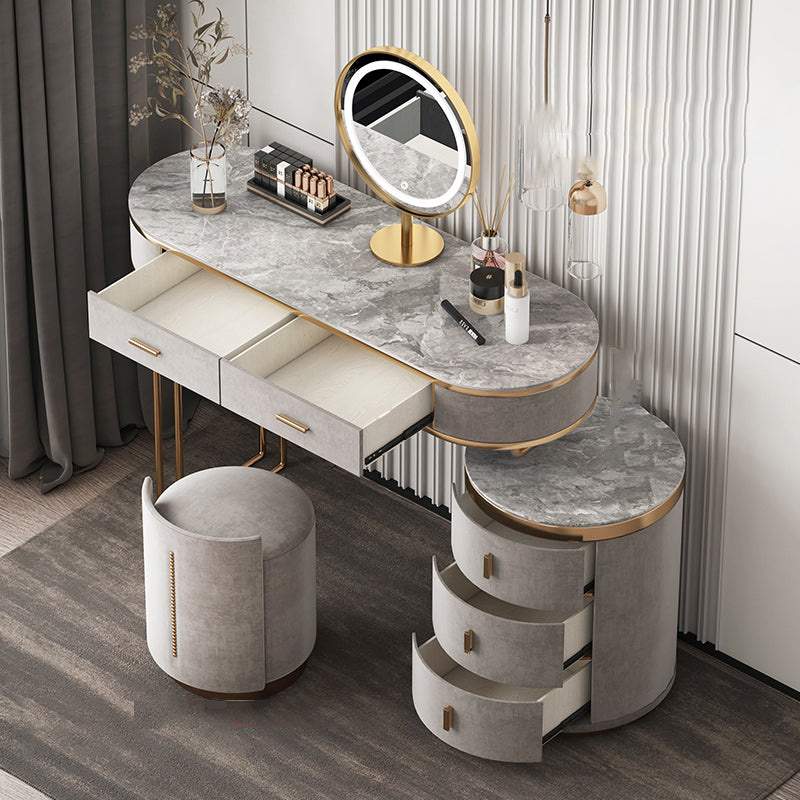 Glam Wood Vanity Dressing Table Gray Vanity Makeup Table Set with Drawer Clearhalo 'Bedroom Furniture' 'furn' 'furn_makeup_vanities' 'Furniture' 'Makeup Vanities' 'makeup_vanities' 5535623