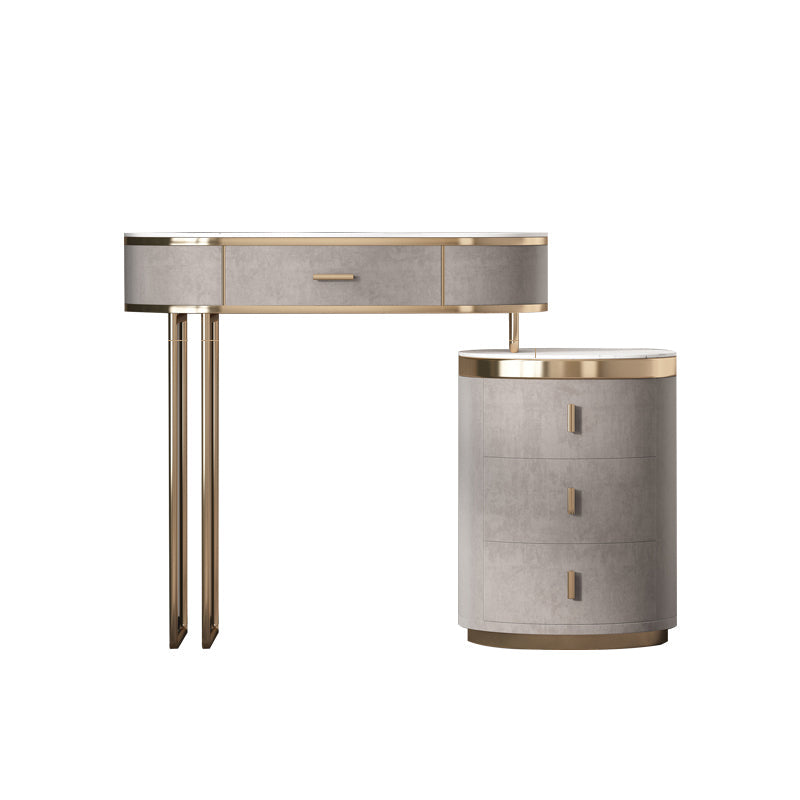 Glam Wood Vanity Dressing Table Gray Vanity Makeup Table Set with Drawer Makeup Vanity 31"L x 18"W x 30"H 4 Clearhalo 'Bedroom Furniture' 'furn' 'furn_makeup_vanities' 'Furniture' 'Makeup Vanities' 'makeup_vanities' 5535632