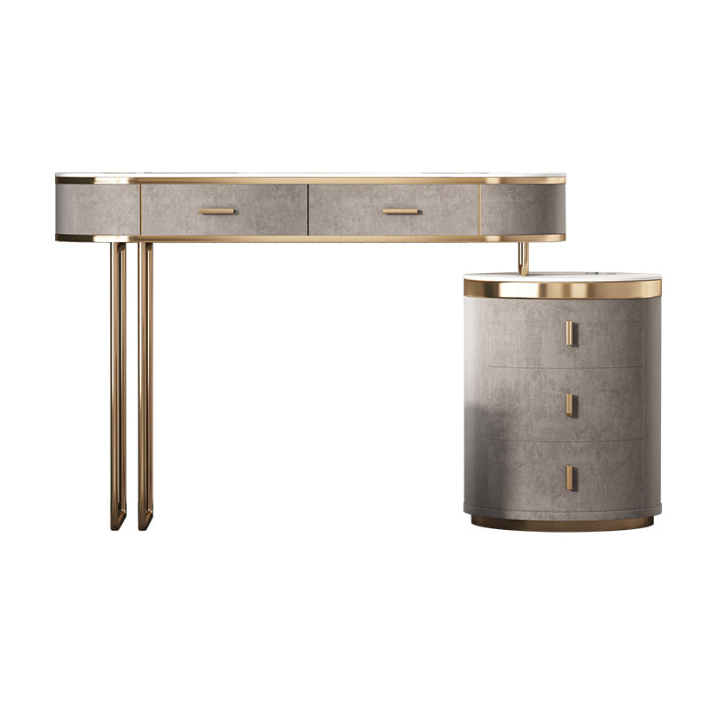 Glam Wood Vanity Dressing Table Gray Vanity Makeup Table Set with Drawer Makeup Vanity 39"L x 18"W x 30"H 5 Clearhalo 'Bedroom Furniture' 'furn' 'furn_makeup_vanities' 'Furniture' 'Makeup Vanities' 'makeup_vanities' 5535634