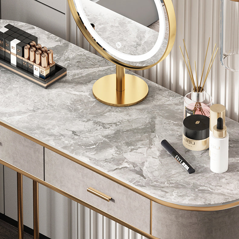 Glam Wood Vanity Dressing Table Gray Vanity Makeup Table Set with Drawer Clearhalo 'Bedroom Furniture' 'furn' 'furn_makeup_vanities' 'Furniture' 'Makeup Vanities' 'makeup_vanities' 5535635