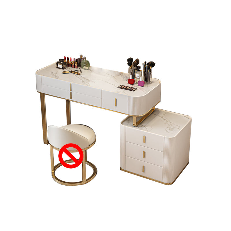 Glam Wooden Makeup Vanity Desk 6 Drawer Beige Dressing Table