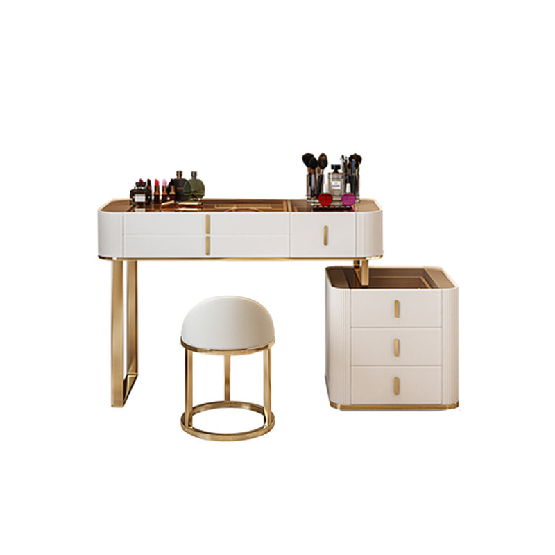 Glam Wooden Makeup Vanity Desk 6 Drawer Beige Dressing Table