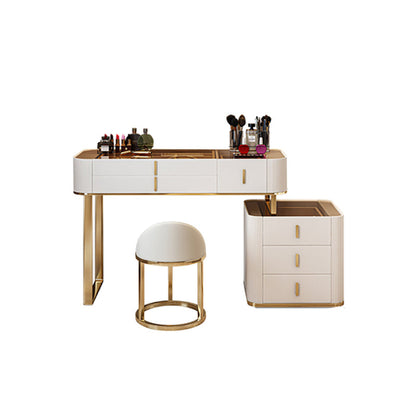 Glam Wooden Makeup Vanity Desk 6 Drawer Beige Dressing Table
