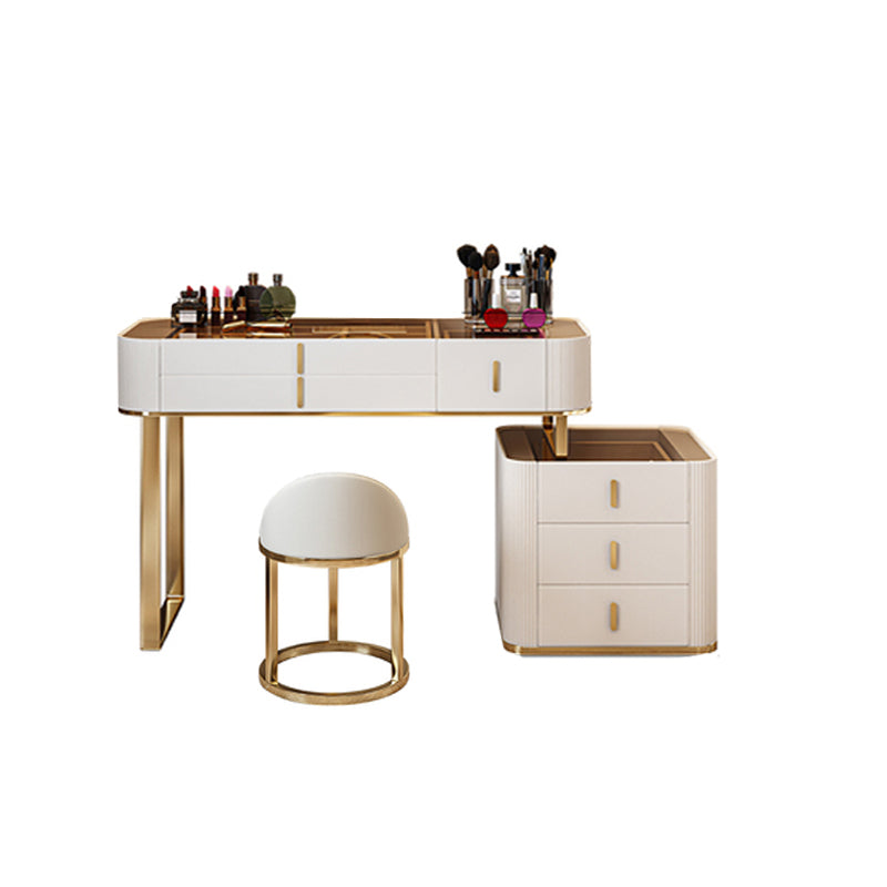Glam Wooden Makeup Vanity Desk 6 Drawer Beige Dressing Table