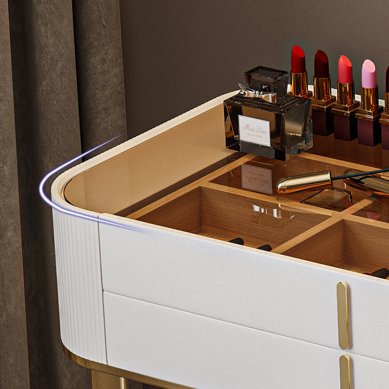 Glam Wooden Makeup Vanity Desk 6 Drawer Beige Dressing Table