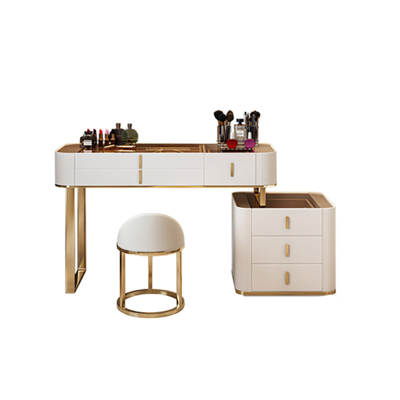 Glam Wooden Makeup Vanity Desk 6 Drawer Beige Dressing Table