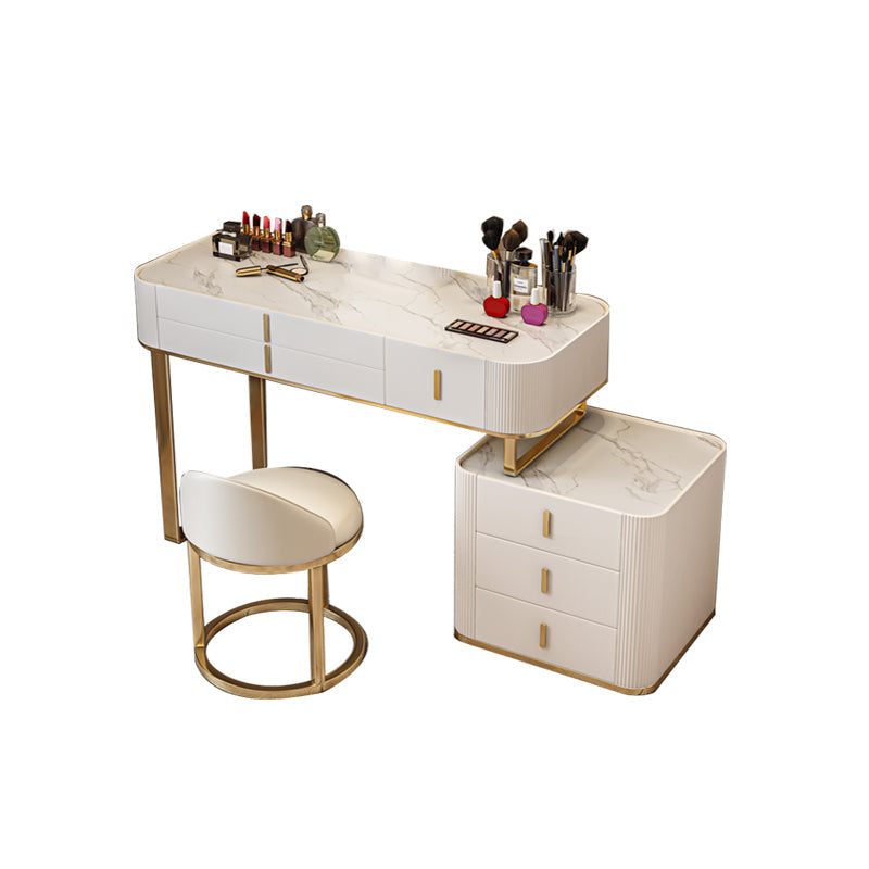 Glam Wooden Makeup Vanity Desk 6 Drawer Beige Dressing Table