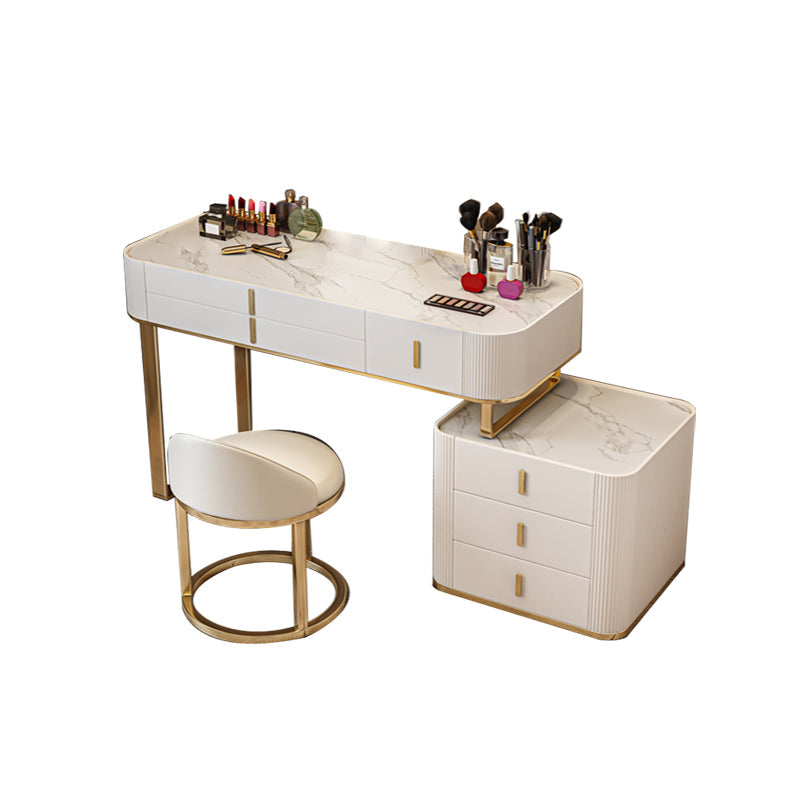 Glam Wooden Makeup Vanity Desk 6 Drawer Beige Dressing Table