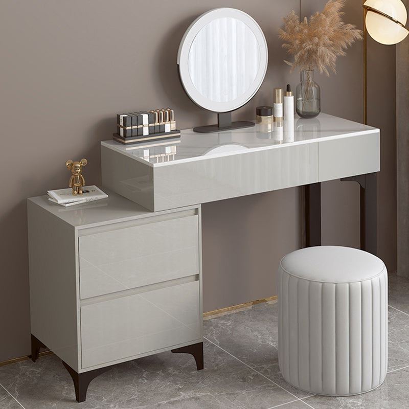 Contemporary Slate Top Vanity Dressing Table Wood 4 Drawer Vanity Set