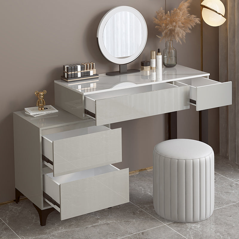 Contemporary Slate Top Vanity Dressing Table Wood 4 Drawer Vanity Set