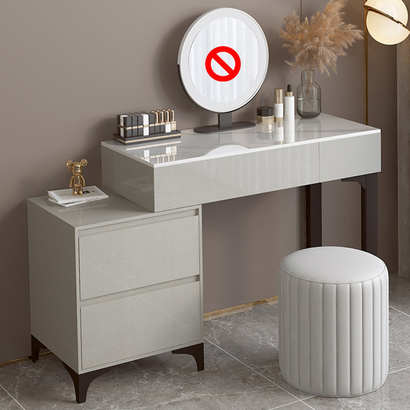 Contemporary Slate Top Vanity Dressing Table Wood 4 Drawer Vanity Set