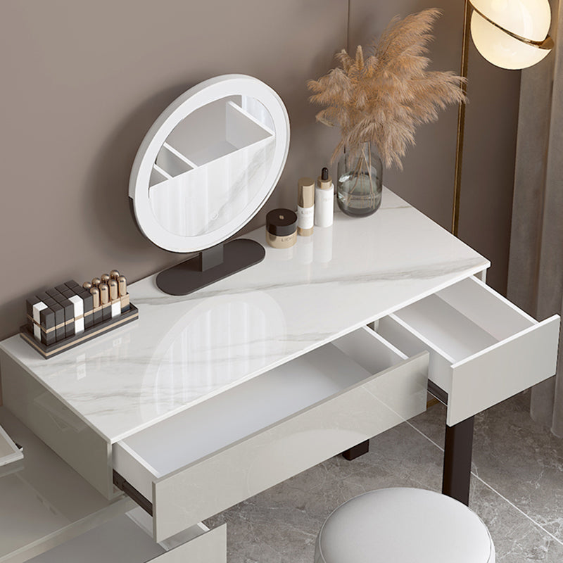 Contemporary Slate Top Vanity Dressing Table Wood 4 Drawer Vanity Set