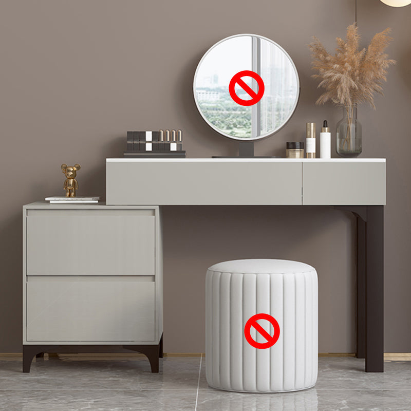 Contemporary Slate Top Vanity Dressing Table Wood 4 Drawer Vanity Set