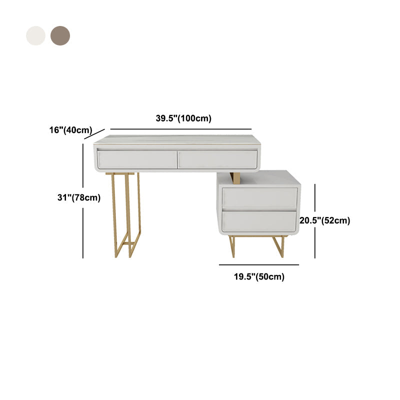 Vanité de maquillage luxueuse en pierre supérieure avec 2/4 tiroirs de rangement