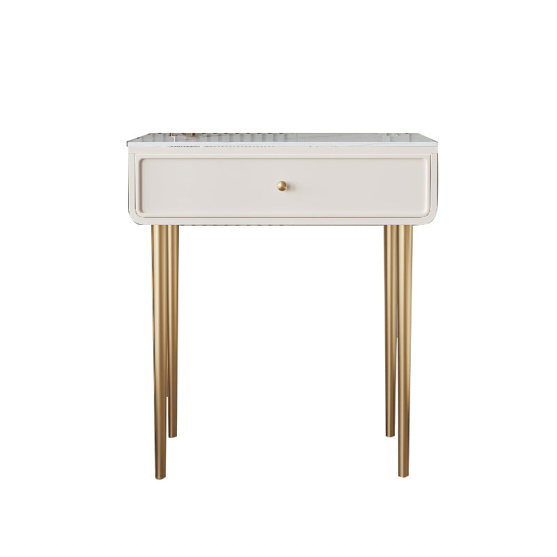 Luxurious Vanity Makeup Dressing Table Solid Wood Dresser with Metal Legs 27.5"L x 16"W x 31"H White 1 Clearhalo 'Bedroom Furniture' 'furn' 'furn_makeup_vanities' 'Furniture' 'Makeup Vanities' 'makeup_vanities' 5535732