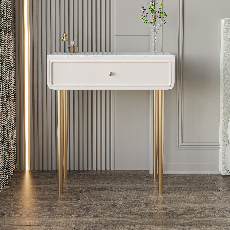 Luxurious Vanity Makeup Dressing Table Solid Wood Dresser with Metal Legs 24"L x 16"W x 31"H White 1 Clearhalo 'Bedroom Furniture' 'furn' 'furn_makeup_vanities' 'Furniture' 'Makeup Vanities' 'makeup_vanities' 5535734