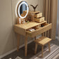 Scandinavian Wooden Make-up Vanity With Drawer in Brown for Bedroom Makeup Vanity & Mirror & Stools 31"L x 16"W x 30"H Wood Clearhalo 'Bedroom Furniture' 'furn' 'furn_makeup_vanities' 'Furniture' 'Makeup Vanities' 'makeup_vanities' 5535815