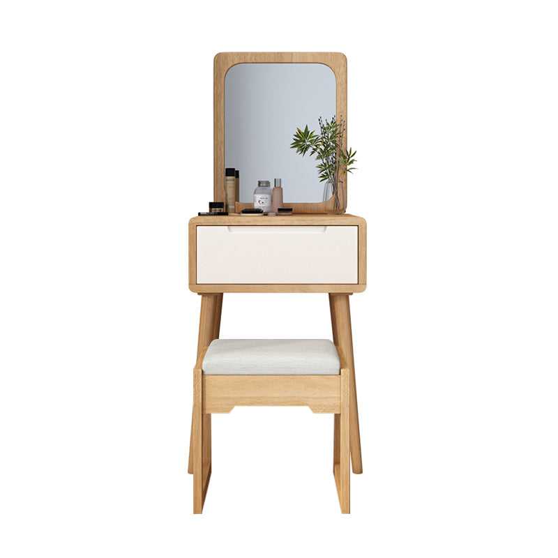 Table de bureau de vanité de maquillage scandinave en blanc et brun pour la chambre