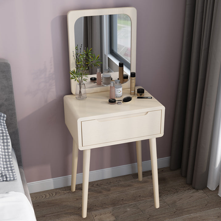 Table de bureau de vanité de maquillage scandinave en blanc et brun pour la chambre