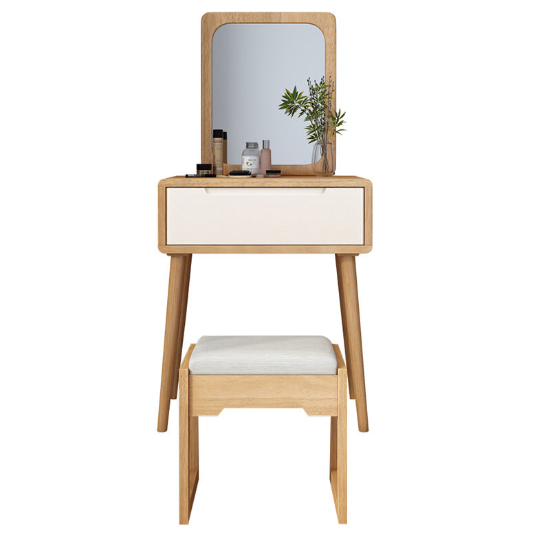 Table de bureau de vanité de maquillage scandinave en blanc et brun pour la chambre
