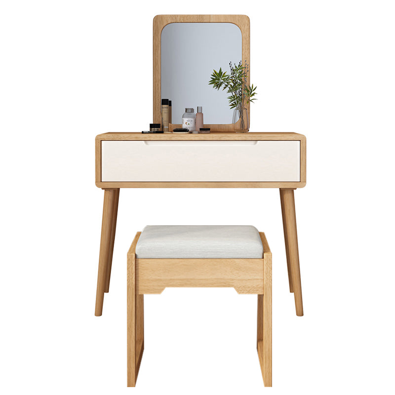 Table de bureau de vanité de maquillage scandinave en blanc et brun pour la chambre