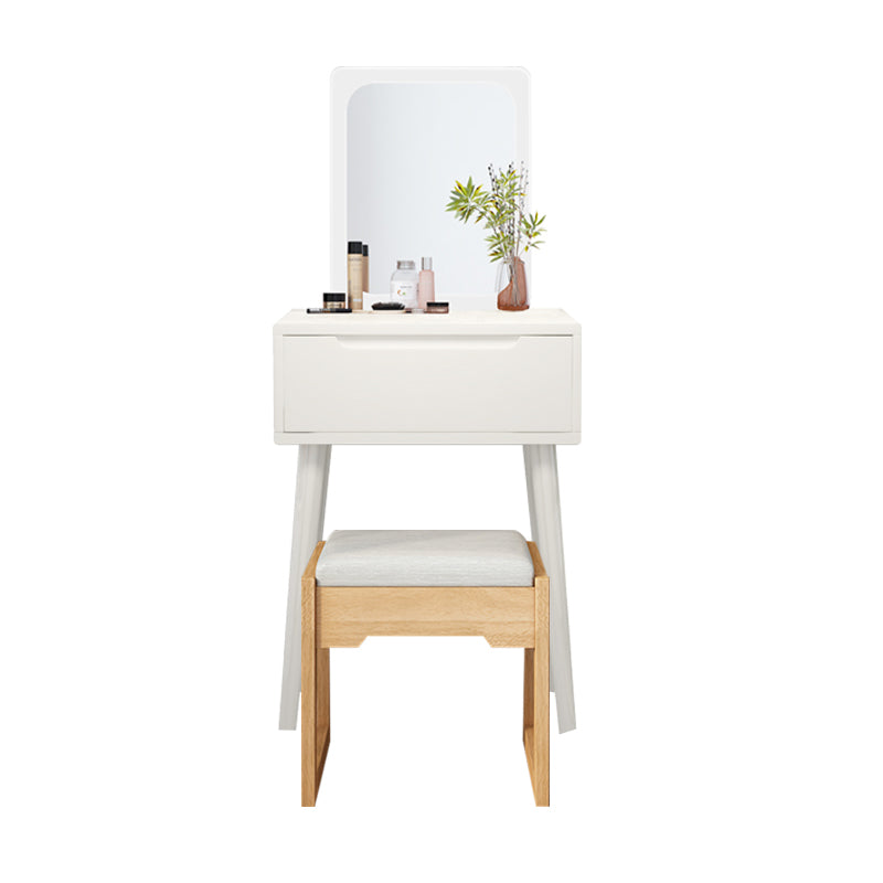 Table de bureau de vanité de maquillage scandinave en blanc et brun pour la chambre