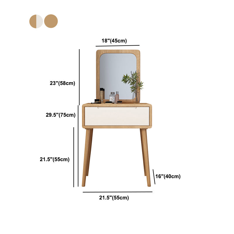 Table de bureau de vanité de maquillage scandinave en blanc et brun pour la chambre