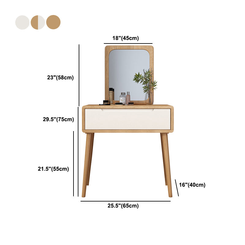Table de bureau de vanité de maquillage scandinave en blanc et brun pour la chambre