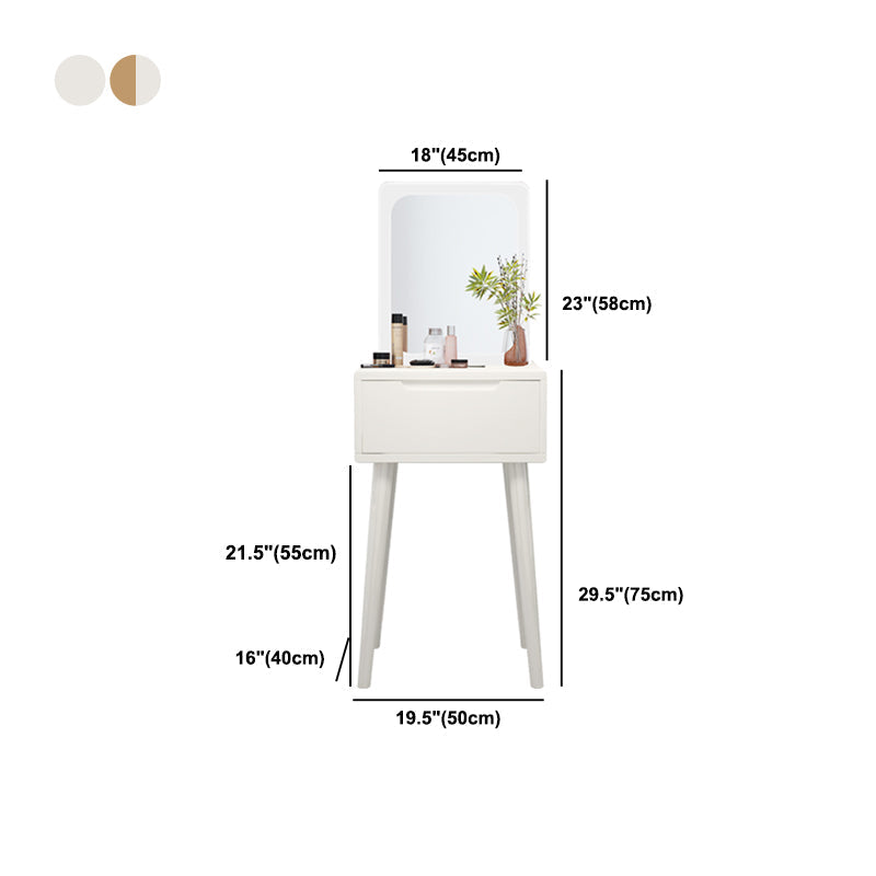 Table de bureau de vanité de maquillage scandinave en blanc et brun pour la chambre