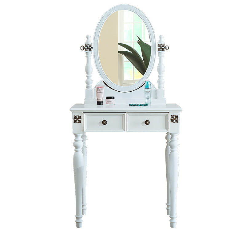 Tradizionale tavolo da banco di vanità per trucco in legno in marrone e bianco per camera da letto