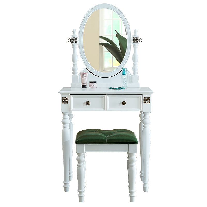 Tradizionale tavolo da banco di vanità per trucco in legno in marrone e bianco per camera da letto