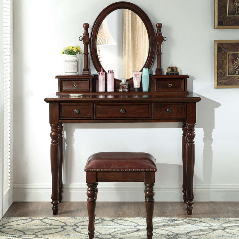 Traditional Wooden Make-up Vanity in Brown/black/white for Bedroom