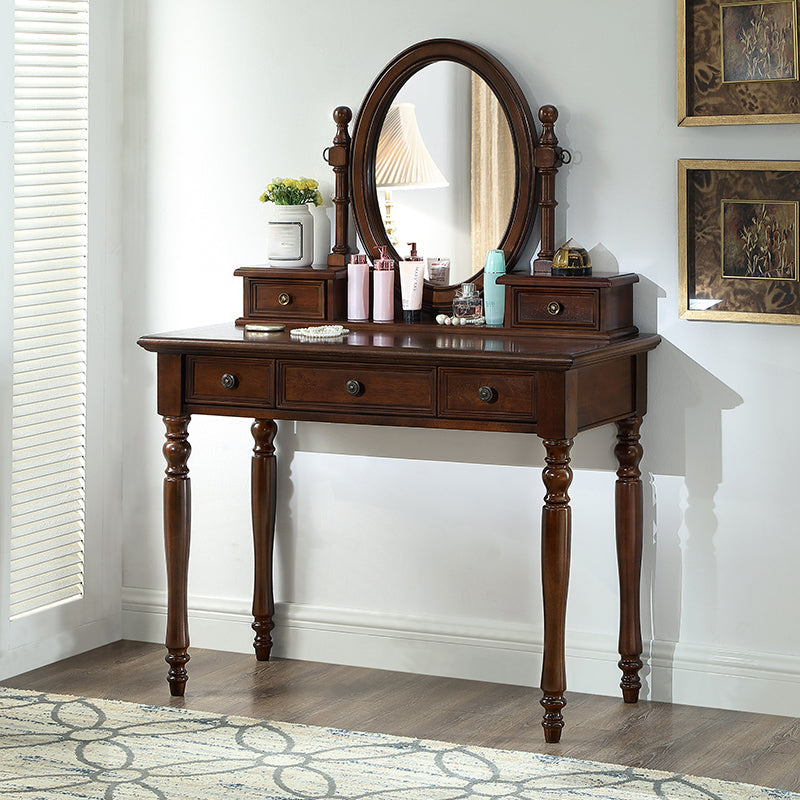 Traditional Wooden Make-up Vanity in Brown/black/white for Bedroom