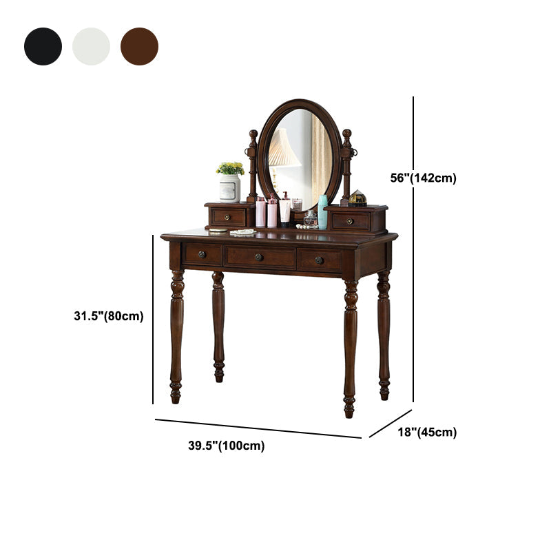 Traditional Wooden Make-up Vanity in Brown/black/white for Bedroom