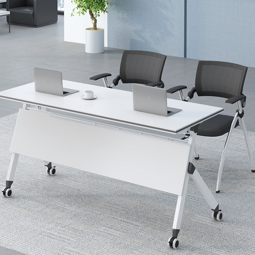 Manufactured Wood Rectangle Folding Desk Contemporary Office Desk with Wheels 70.9"L x 23.6"W x 29.5"H Clearhalo 'furn' 'furn_office_desk' 'Furniture' 'Office Desks' 'Office Furniture' 'office_desk' 5536035