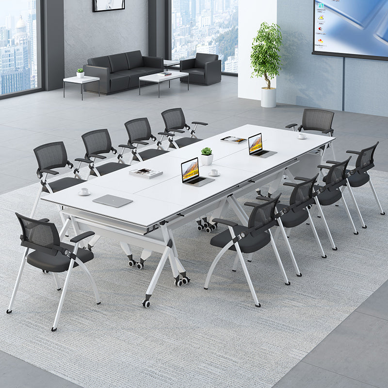 Manufactured Wood Rectangle Folding Desk Contemporary Office Desk with Wheels Clearhalo 'furn' 'furn_office_desk' 'Furniture' 'Office Desks' 'Office Furniture' 'office_desk' 5536036