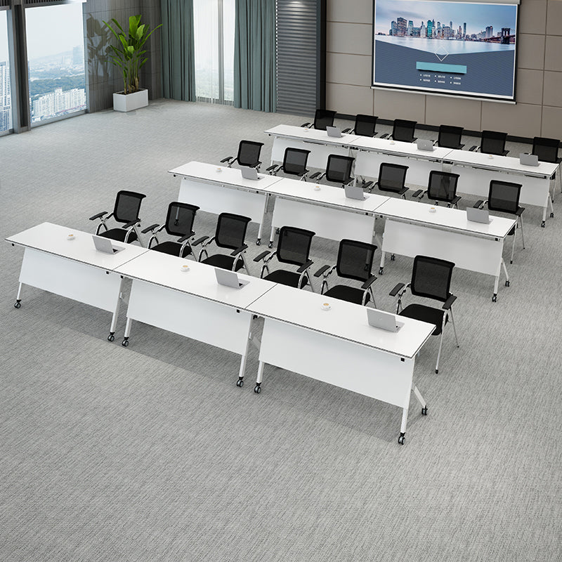 Manufactured Wood Rectangle Folding Desk Contemporary Office Desk with Wheels Clearhalo 'furn' 'furn_office_desk' 'Furniture' 'Office Desks' 'Office Furniture' 'office_desk' 5536044