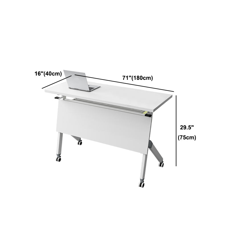 Manufactured Wood Rectangle Folding Desk Contemporary Office Desk with Wheels Clearhalo 'furn' 'furn_office_desk' 'Furniture' 'Office Desks' 'Office Furniture' 'office_desk' 5536054