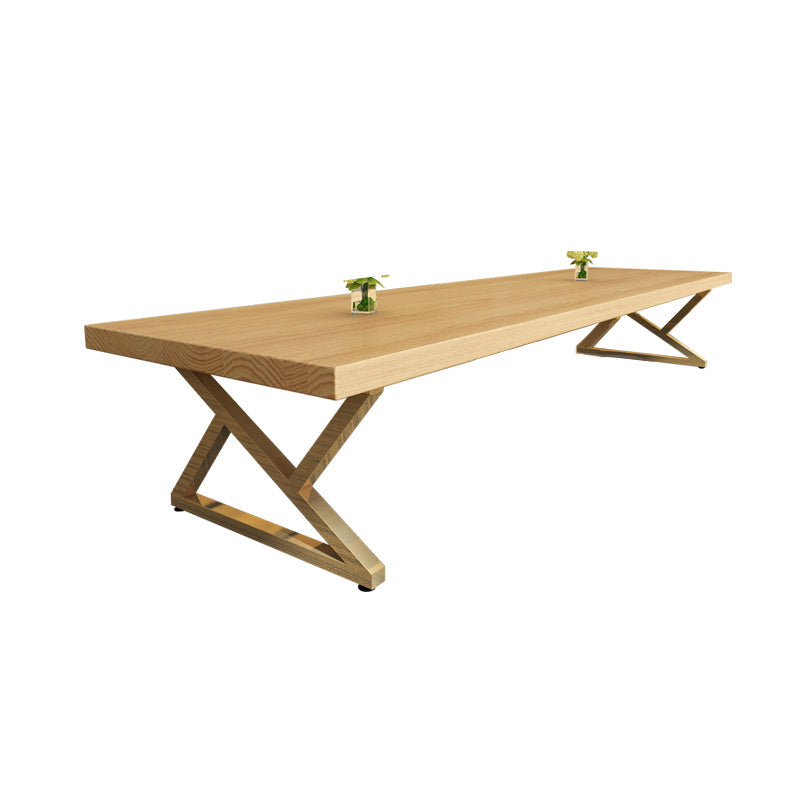 Pine Wood Rectangular Desk Industrial Office Desk with Metal Base 102.4"L x 39.4"W x 29.5"H Clearhalo 'furn' 'furn_office_desk' 'Furniture' 'Office Desks' 'Office Furniture' 'office_desk' 5536122