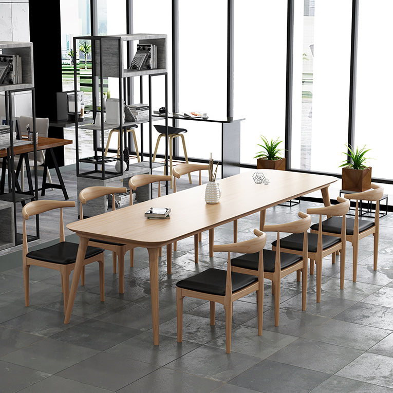 Contemporary Solid Wood Desk Natural Office Curved Writing Desk 78.7"L x 31.5"W x 29.5"H Clearhalo 'furn' 'furn_office_desk' 'Furniture' 'Office Desks' 'Office Furniture' 'office_desk' 5536188