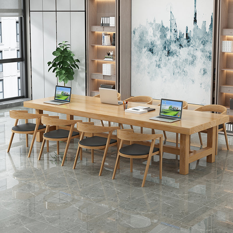 Table de réunion rectangulaire en bois massif du bureau à domicile
