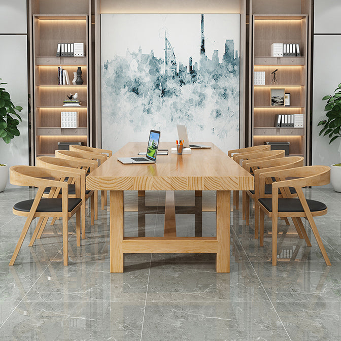 Table de réunion rectangulaire en bois massif du bureau à domicile