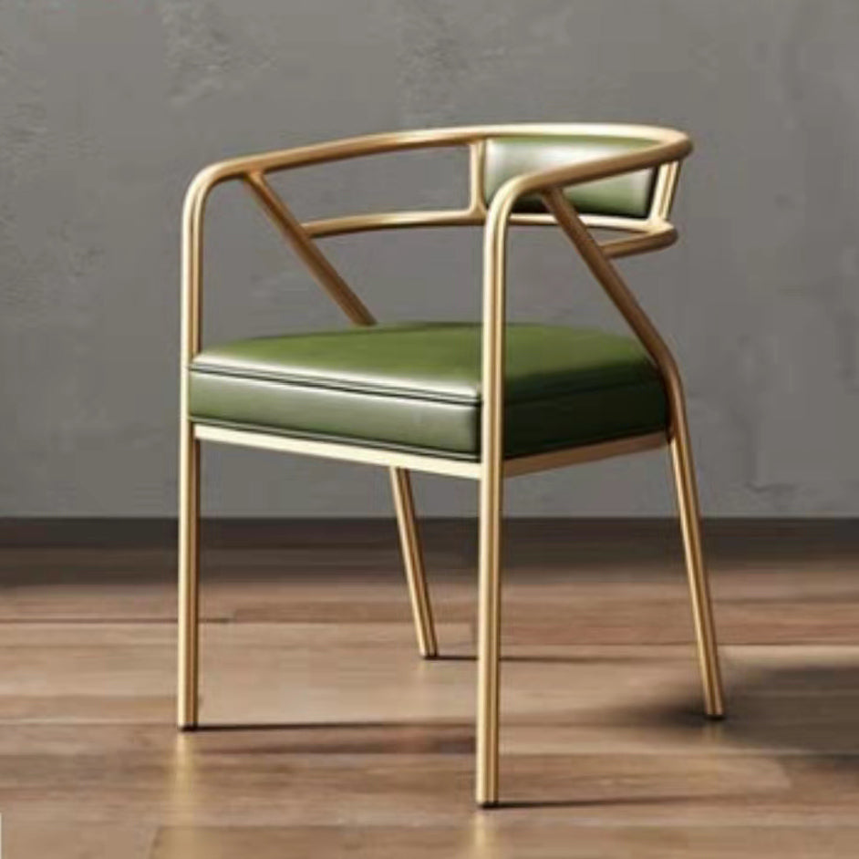 Low Back Office Chair with Fixed Arms Metal Base Modern Conference Chair Green Gold Leather Clearhalo 'furn' 'furn_office_chair' 'Furniture' 'Office Chairs' 'Office Furniture' 'office_chair' 5536440