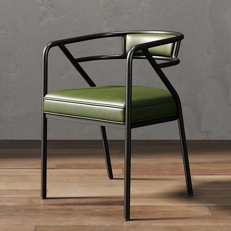 Low Back Office Chair with Fixed Arms Metal Base Modern Conference Chair Green-Black Leather Clearhalo 'furn' 'furn_office_chair' 'Furniture' 'Office Chairs' 'Office Furniture' 'office_chair' 5536443