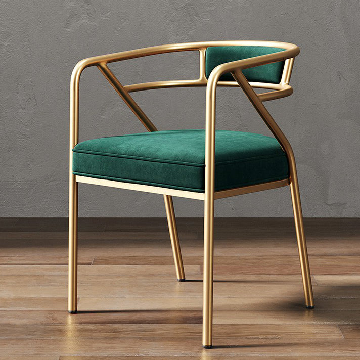 Low Back Office Chair with Fixed Arms Metal Base Modern Conference Chair Green Gold Suede Clearhalo 'furn' 'furn_office_chair' 'Furniture' 'Office Chairs' 'Office Furniture' 'office_chair' 5536445