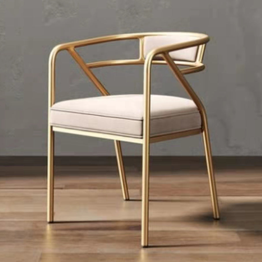 Low Back Office Chair with Fixed Arms Metal Base Modern Conference Chair Beige Suede Clearhalo 'furn' 'furn_office_chair' 'Furniture' 'Office Chairs' 'Office Furniture' 'office_chair' 5536449