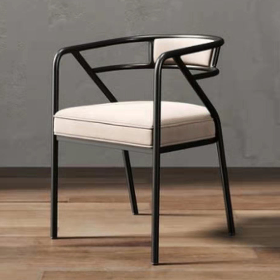 Low Back Office Chair with Fixed Arms Metal Base Modern Conference Chair Off-White Suede Clearhalo 'furn' 'furn_office_chair' 'Furniture' 'Office Chairs' 'Office Furniture' 'office_chair' 5536451