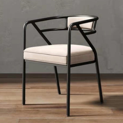 Low Back Office Chair with Fixed Arms Metal Base Modern Conference Chair Off-White Suede Clearhalo 'furn' 'furn_office_chair' 'Furniture' 'Office Chairs' 'Office Furniture' 'office_chair' 5536451